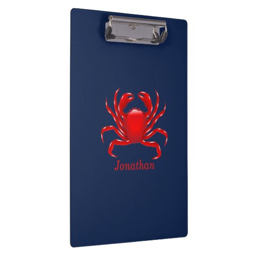 Big Red Crab on Blue Background Back to School