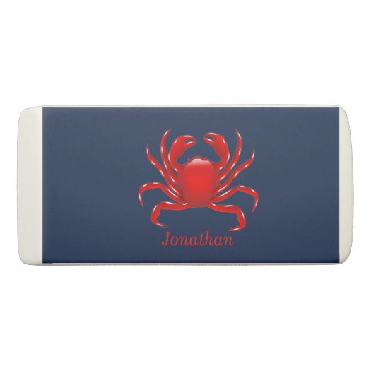 Big Red Crab on Blue Background Back to School