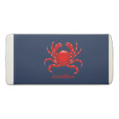 Big Red Crab on Blue Background Back to School Eraser (Front)
