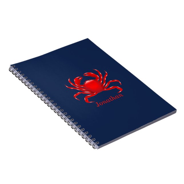 Big Red Crab on Blue Background Back to School Notebook (Right Side)