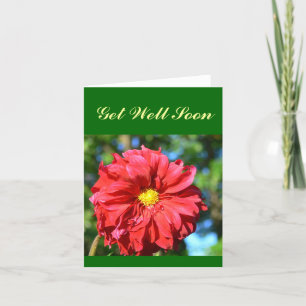"Big Red Dahlia With Yellow 'Button' Center" Card