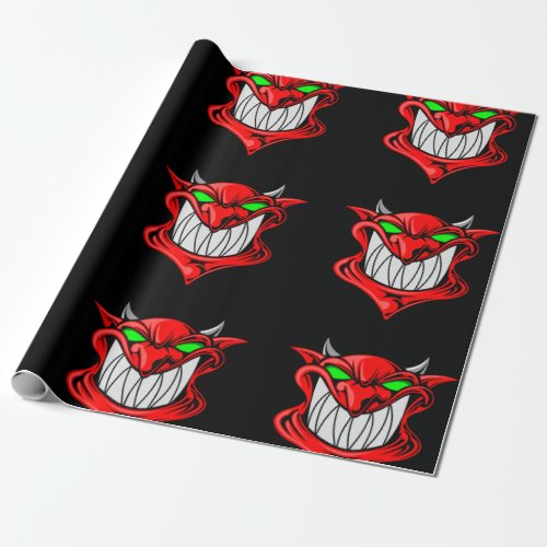 Big Red Devil on Black Wrapping Paper