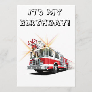 Big Red Fire Truck Custom Invitations