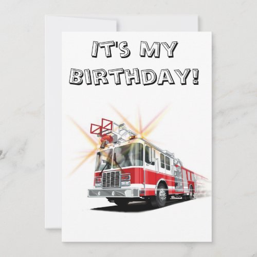 Big Red Fire Truck Custom Invitations