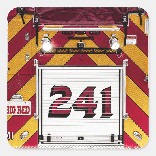 Big Red Fire Truck Square Sticker