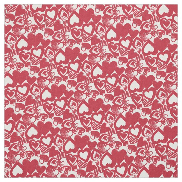 Hand Drawn Heart Pattern ID470 Fabric | Zazzle