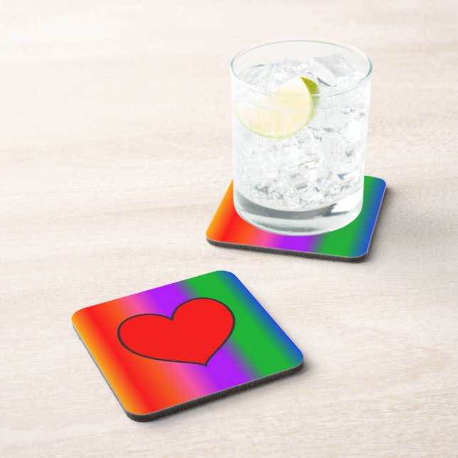 Big Red Heart Beverage Coaster (Right Side)