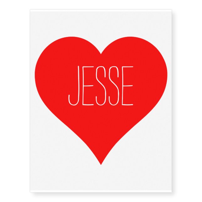 Big Red Heart Custom Love Temporary Tattoo (Front)