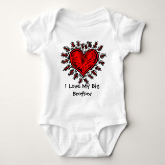 Big Red Heart I Love My Big Brother Baby T Baby Bodysuit