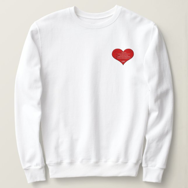 Big Red Heart Love Poem Sweatshirt (Design Front)