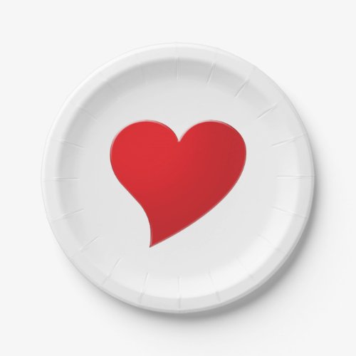 Big Red Heart Love white party Paper Plates