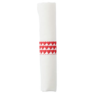 Big Red Heart, Love, white Valentine's day party Napkin Bands