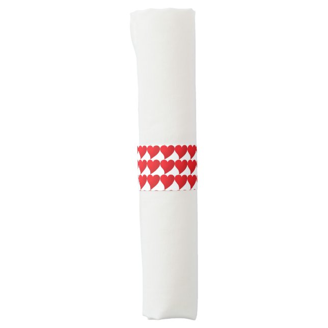 Big Red Heart, Love, white Valentine's day party Napkin Bands (Front)