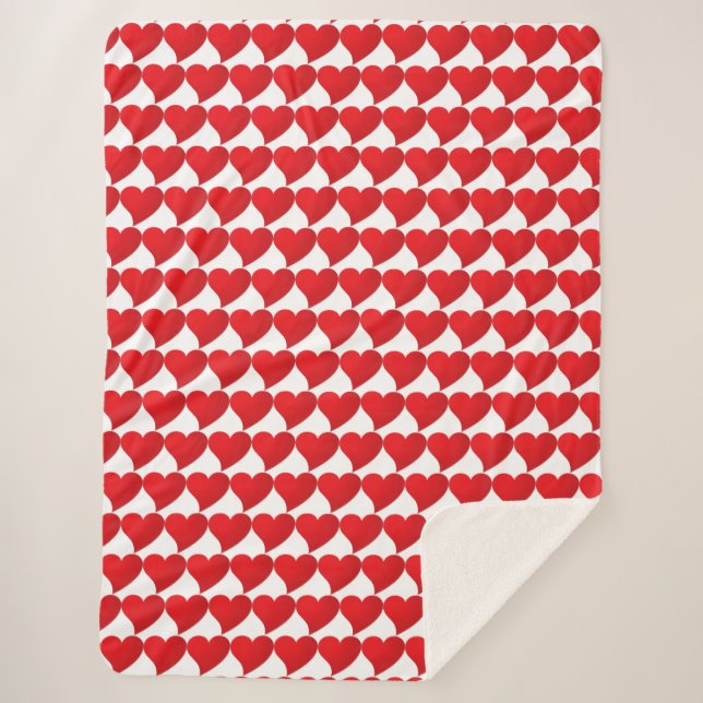 Big Red Heart, Love, white Valentine's day Sherpa Blanket (Front)