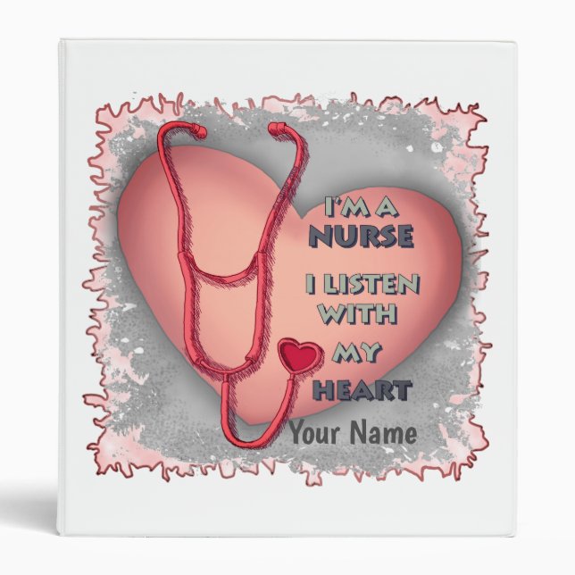Big red heart nurse  3 ring binder (Front)