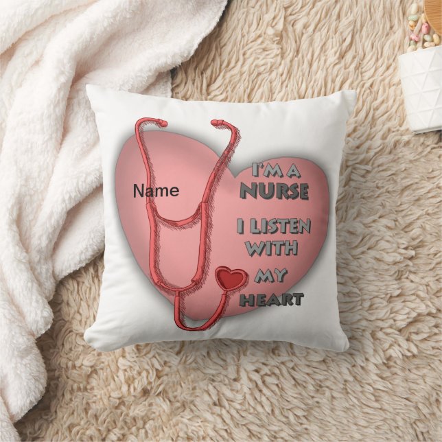 Big red heart nurse  throw pillow (Blanket)