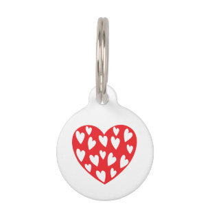Big Red Heart Round Pet Tag