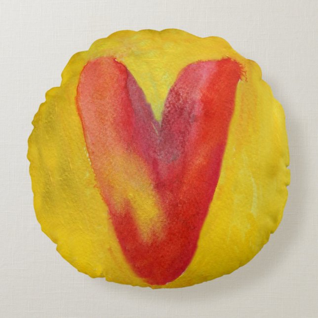 Big Red Heart Round Pillow (Front)