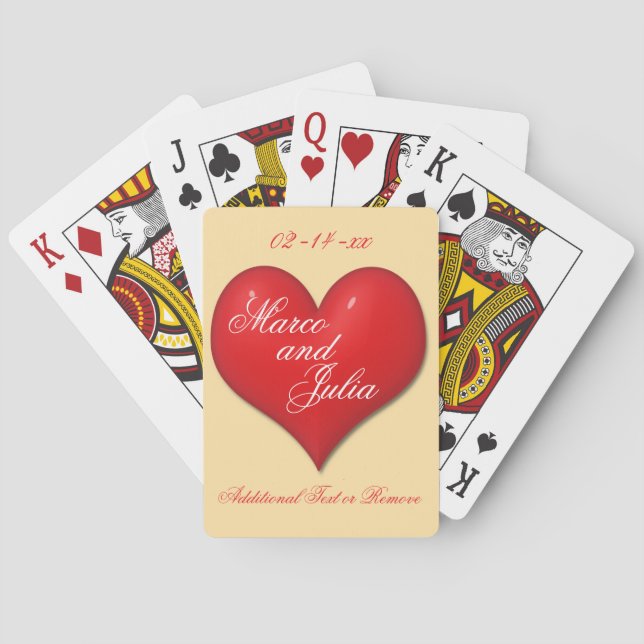 Big Red Heart Wedding Poker Cards (Back)