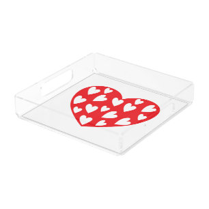 Big red heart with little hearts acrylic tray