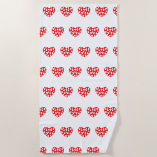 Big red heart with little hearts beach towel