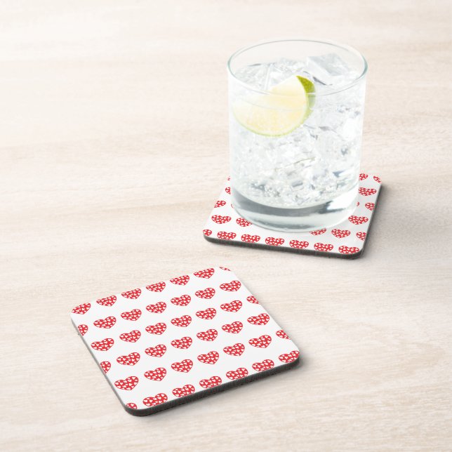 Big Red Heart With Little Hearts Beverage Coaster (Right Side)
