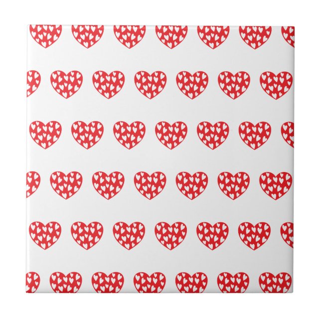 Big Red Heart With Little Hearts Ceramic Tile (Front)