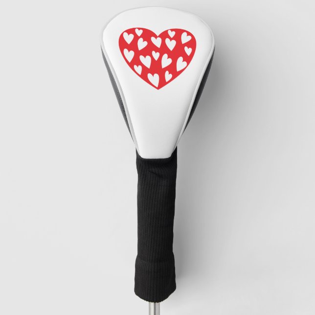 Big red heart with little hearts golf head cover (Front)