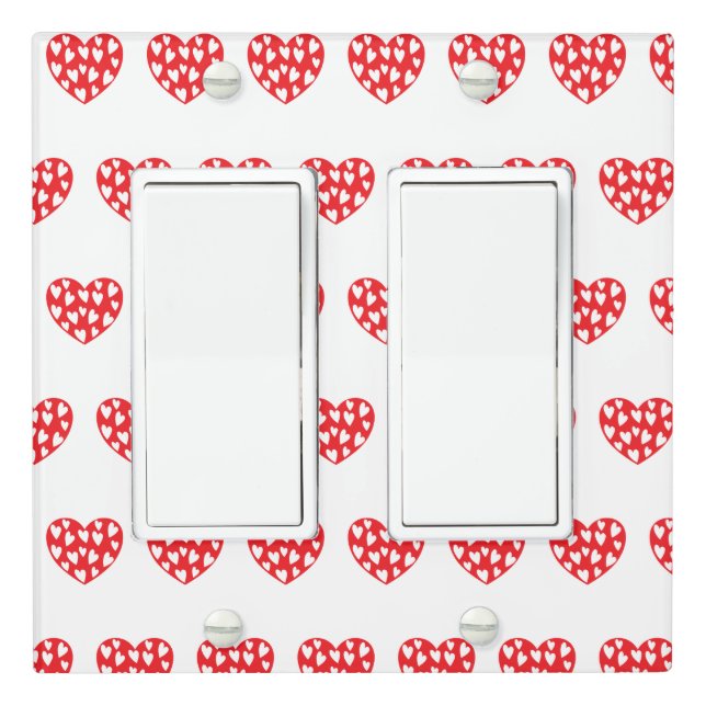 Big red heart with little hearts light switch cover (In Situ)