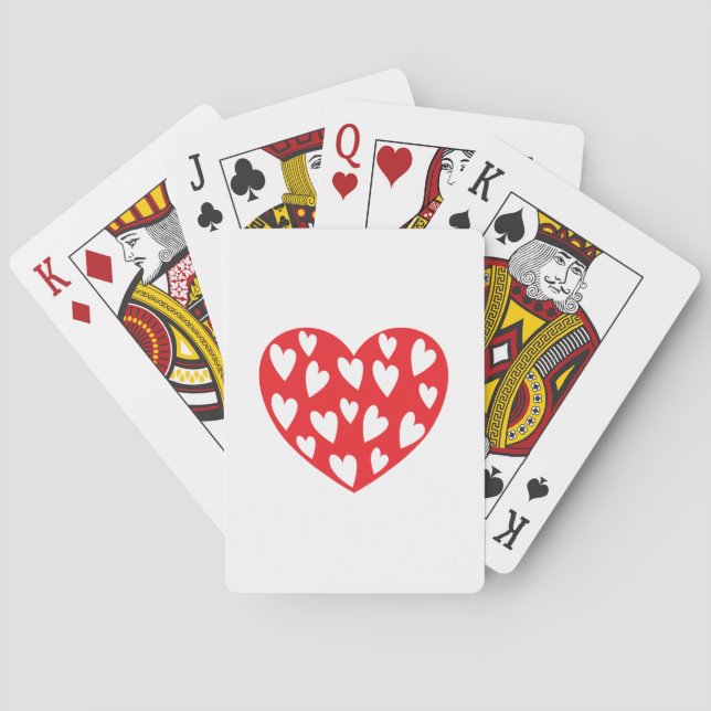 Big red heart with little hearts poker cards (Back)