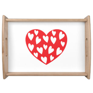 Big red heart with little hearts serving tray
