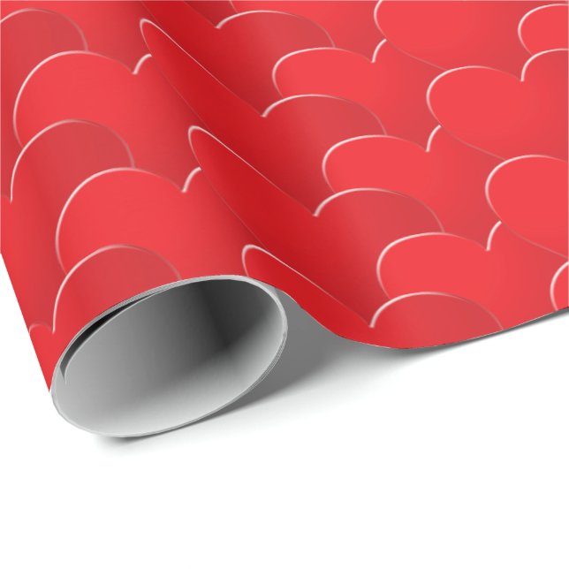 Big Red Hearts pattern Love Valentine's day gift Wrapping Paper (Roll Corner)