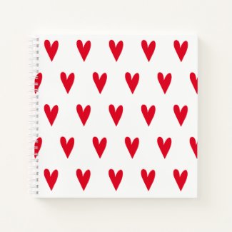 Big Red Hearts Pattern Notebook