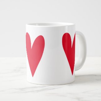 Big Red Hearts Pattern - Romantic Giant Coffee Mug