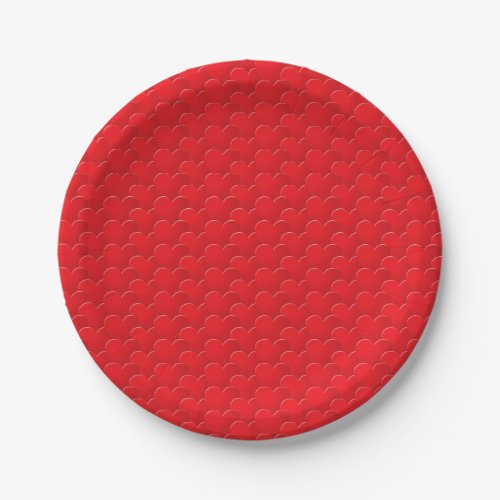 Big Red Hearts pattern Valentines day party Paper Plates