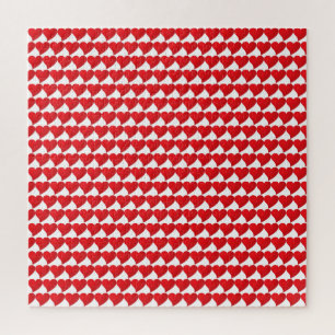 Big Red Hearts pattern white Valentine's day Jigsaw Puzzle
