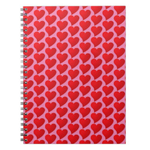 Big Red Hearts pink pattern Notebook