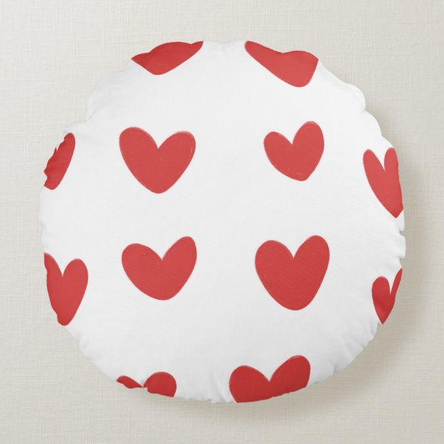 Big Red Hearts Round Pillow (Front)
