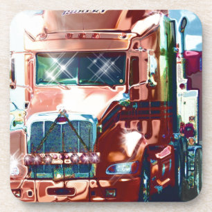 Big Red Heavy Truck for Truckers & Truck-Lovers Beverage Coaster