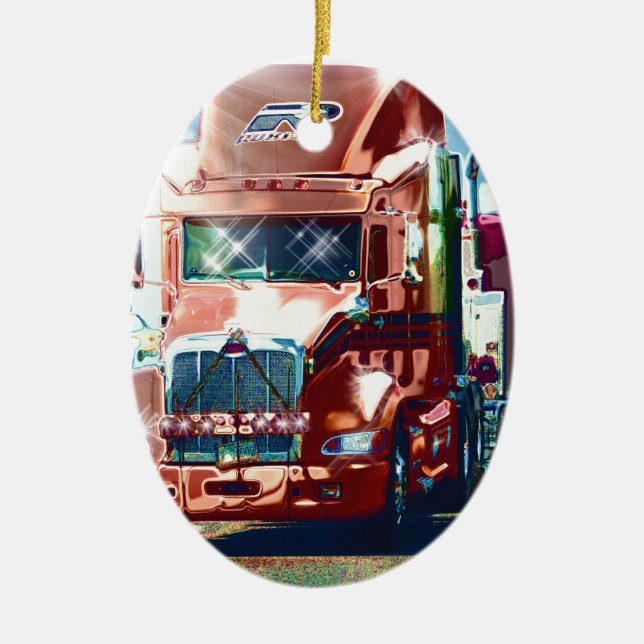 Big Red Heavy Truck for Truckers & Truck-Lovers Ceramic Ornament (Front)