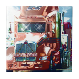Big Red Heavy Truck for Truckers & Truck-Lovers Ceramic Tile