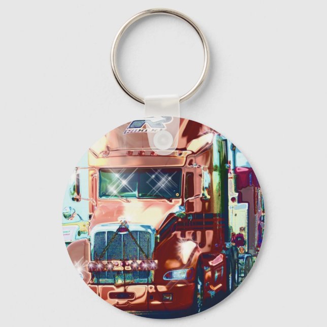 Big Red Heavy Truck for Truckers & Truck-Lovers Keychain (Front)