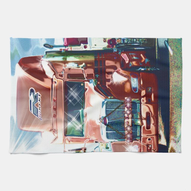 Big Red Heavy Truck for Truckers & Truck-Lovers Kitchen Towel (Horizontal)