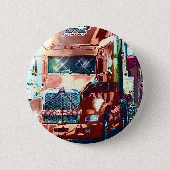 Big Red Heavy Truck for Truckers & Truck-Lovers Pinback Button (Front)