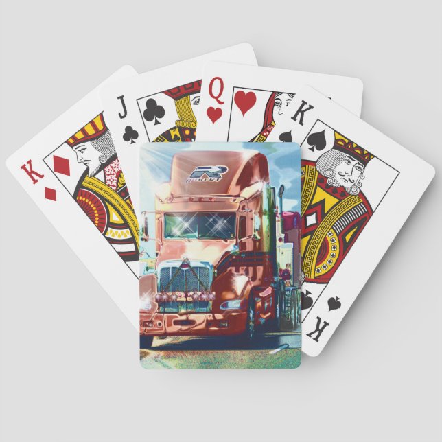 Big Red Heavy Truck for Truckers & Truck-Lovers Poker Cards (Back)