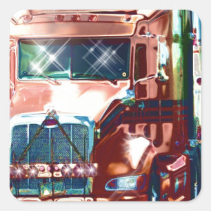 Big Red Heavy Truck for Truckers & Truck-Lovers Square Sticker