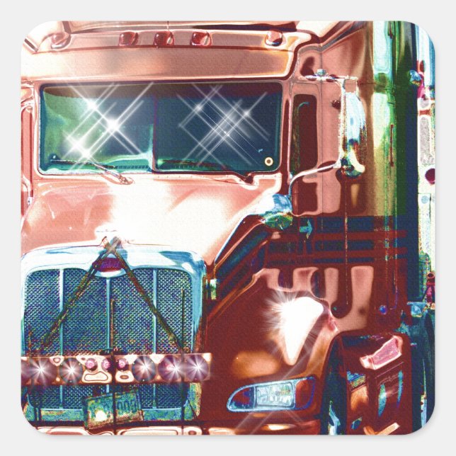 Big Red Heavy Truck for Truckers & Truck-Lovers Square Sticker (Front)