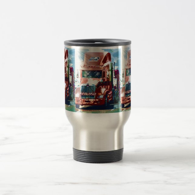Big Red Heavy Truck for Truckers & Truck-Lovers Travel Mug (Center)