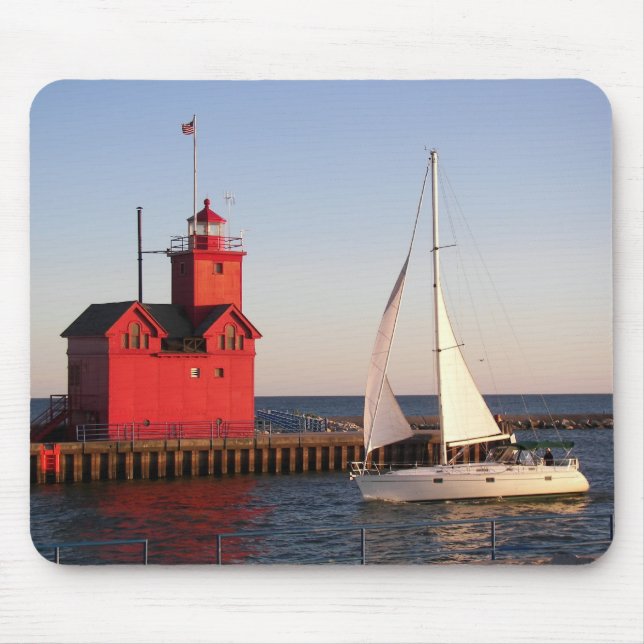 Big Red Holland lighthouse Mouse Pad (Front)