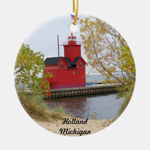 Big Red Holland Michigan Ceramic Ornament